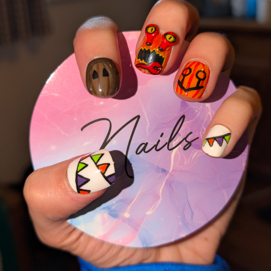 Scarefest Pumpkin false nails